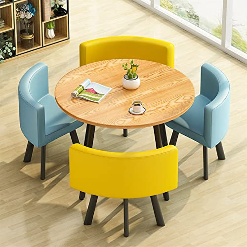 Esstisch und Stühle for 4 Konferenztisch Esstisch Büro Empfangsraum 80 cm rund Küchentisch Besprechungstisch Lounge Balkon Schlafzimmer Hotelrezeption Tagungsraum Bartisch Frühstückstisch ( Color : Bl