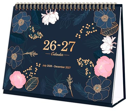 Calendrier de bureau 2026 - Calendrier 2026 uk de janvier 2026 à décembre 2026, Pages mémo mensuelles continues, 25,4 x 21,1 cm, Calendrier de bureau sur pied avec reliure solide à double spirale