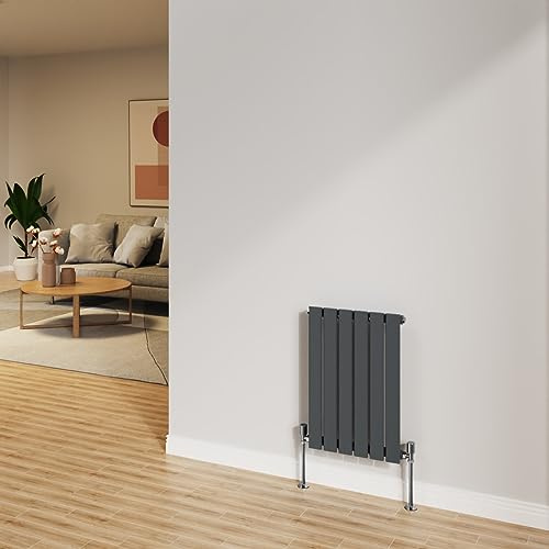 NRG Radiador de antracita de 600 x 408 mm, panel plano horizontal, calefacción central