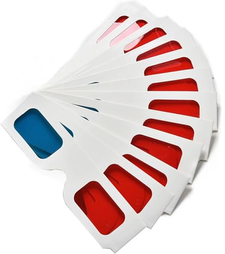 HAICN 12Pcs 3D Paper Glasses Red and Blue Frame Anaglyph Paper Cardboard 3D Virtual Video View 3D Video Glass for Movies TV Internet Images
