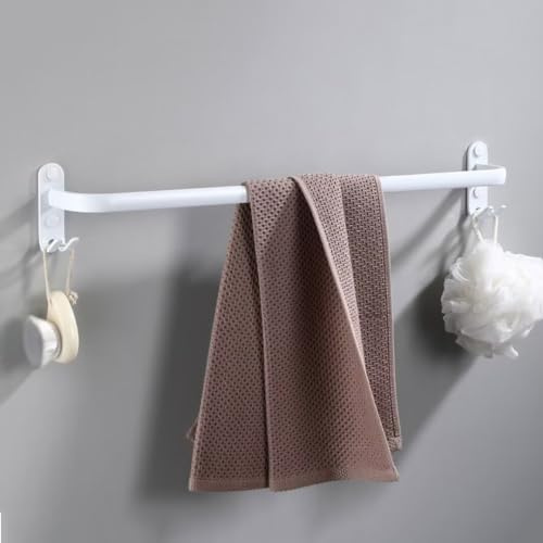 Handtuchhalter Wand mit 2 Haken Aluminium Handtuchstange Bad, Handtuchhalter für Badezimmer und Küche Weiß 1 Stangen 40cm