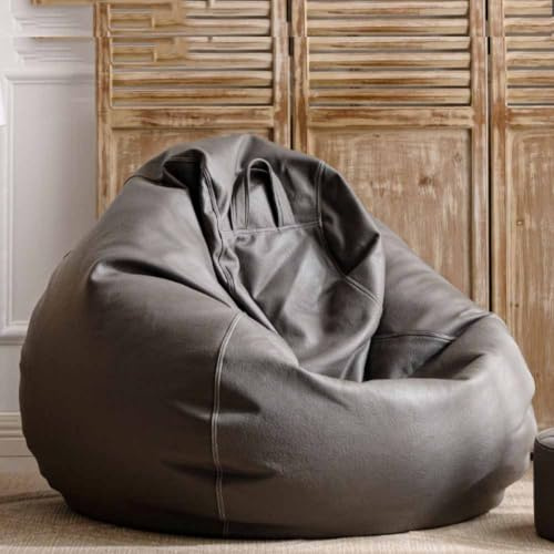 SXBCyan Fodera Poltrona a Sacco (Senza Imbottitura) Grande Fodera for Pouf in Ecopelle Esterni Chaise Lounge Salon Gioco Film sac Puff Camera da Letto Soggiorno Giardino(Grey,D2.6ft-Cover-Giant)