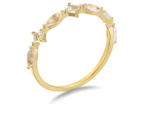 Bague de mariage en or jaune 18 carats avec marquise en cristal blanc pour femme, 53 (16.9), Métal précieux, Cristal