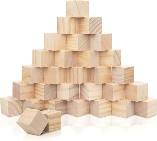 Ruikcoll Holz Würfel, Bastelmaterial Holz Spielsteine und Würfel zum Basteln, Kleine Holzwürfel Blanko von, Puzzle & Nummern-Holzklötze Bausteine, DIY Stempel, 12 Stück, 5x5x5cm