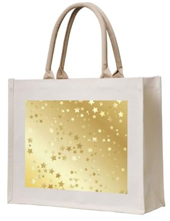 YWSOTRE Viele Sterne Gold nahtlos, Tragetasche Canvas-Tasche Einkaufshandtasche Einkaufstüten, Mehrzweck-Schultertaschen