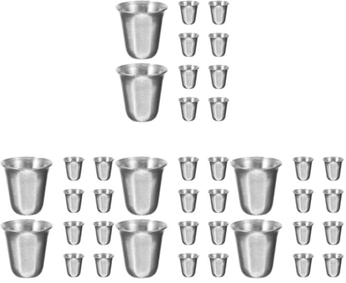 LABRIMP 40 Tasses De Communion Empilables | en acier inoxydable, portable, idéal pour église, cérémonie, usage extérieur, 12.80×3.20×3.20 cm