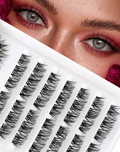 Wimpern Extensions Cluster Lashes Mixed 11-13mm Individual Eyelashes D Curl Einzelne Wimpern Vorgefertigte linke und rechte Lash Clusters DIY Lash Extensions Thin Band 8 Paar Siligli