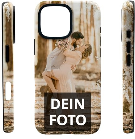 PhotoFancy® - Apple iPhone 16 Pro Max Hülle mit Foto Personalisieren - Handyhülle selbst gestalten (Premium Bumper Rundum-Druck)