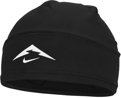 Nike Dri-Fit Trail Uncuffed Beanie Sportmütze Trail Running Outdoor Training Beanie atmungsaktiv, Black/Summit White, One Size