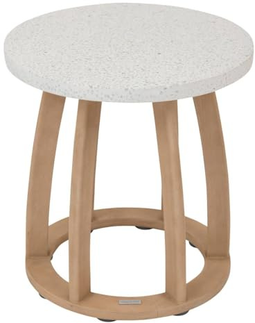 Hespéride - Lemindo Beige Runder Gartentisch - 50 x 53 cm - Eukalyptus - Gartenmöbel für Terrasse, Balkon, Patio