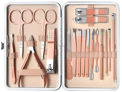 Nagelvårdssats, Nagelvårdssats Set med 18 män grooming kit | Rostfritt stål multifunktionell professionell personlig vårdset med fodral för resor