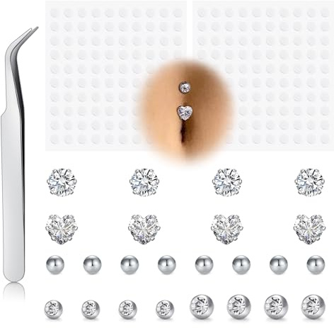 VFUN Falsk magpiercing kubisk zirkon navelringar öra läpp ögonbryn näsa icke-piercing örhängen falska piercing smycken