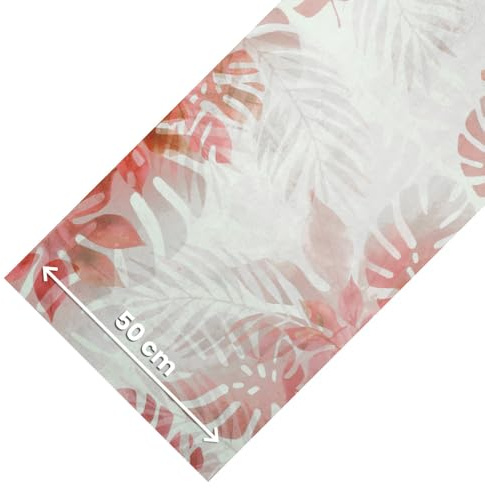 OLIVO.shop Küchenteppich, rutschfest, waschbar, Küchenläufer aus PVC, schmutzabweisender Gummi, moderner Küchenläufer, nach Maß JOKE (Leaf Pink, 50 x 400 cm)