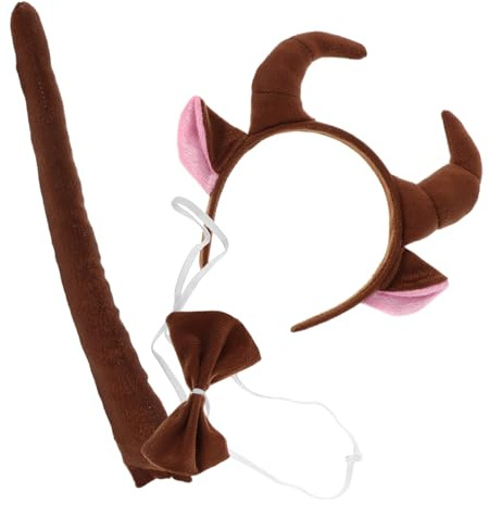 SOPOTUTU Stierhorn Stirnband und Plüschfliege Kinder Kostüm Satz aus Strapazierfähigem Material für Jungen und Mädchen Karneval Maskenball Party Accessoire