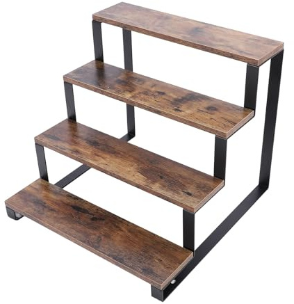 Pilipane Scaffale a gradini in legno a 4 livelli Farma di metallo rustico Porta del profumo Reserble Reser per i fornitori Pop figure da collezione
