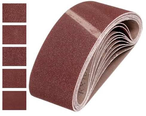 QUARKZMAN 76mm x 533mm Nastri Abrasivi, 15Pz 80/120/150/240/400 Grana Carta Vetrata per Levigatrice Ossido di Allumina Per Lavorazione Legno, Lucidatura Metalli, Affilatura Coltelli