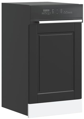 QJBSAVVA Panneau de lave-vaisselle Porto - Noir - 45 x 1,5 x 67 cm - En matériau dérivé du bois - Durable et facile d'entretien - Avec design intemporel - Protection pour la cuisine et le