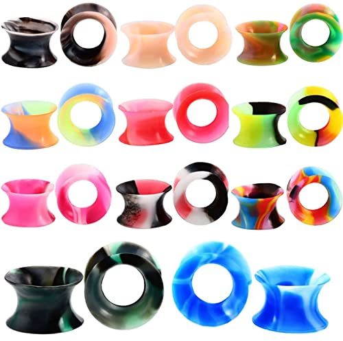 RDSGYZ 22STK Ohr Stretching Kit Retro, Mehrfarbig Ästhetisch Piercing Tunnel Expander Silikon Plugs Stecker Reifensatz für Unisex 8mm (0G)