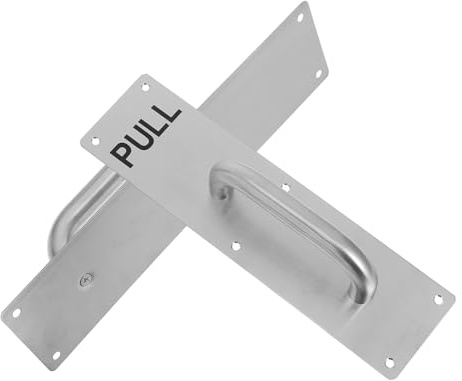 BUGUUYO Juego de 2 Manijas de Empuje y Tracción para Puerta Comercial de Acero Inoxidable Grueso Tiradores para Puerta Principal Placas Indicadoras para Uso Áreas de Paso