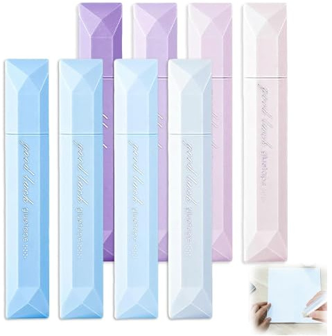 8pcs Double Sided Tape Pens For Crafting,Craft Adhesive Glue Runner For Scrap Booking,Gift Wrapping, School Office Crafts (Purple Blue)