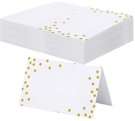 50Pcs Place Cards for Table Setting, Blank Name Cards with Gold Dots, Table Places Card for Wedding, Banquets, Dinner Parties, Birthday, Christmas