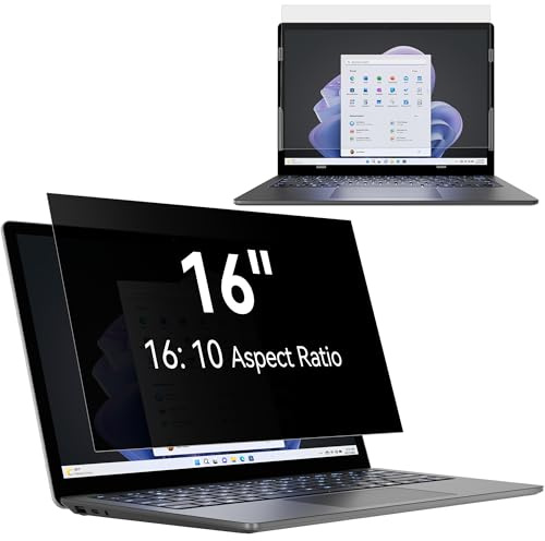 Filtre de Confidentialité 16 Pouces Aspect 16:10, Film Ecran Ordinateur Confidentialité Portable Compatible avec Lenovo/ThinkPad/Acer/Dell/HP/ASUS/Sony, Amovible Anti-Lumière Bleu Protection Ecran PC