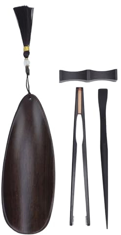 Chinese Tea Tool Set, Tea Ceremony Utensil Tools Set with Wooden Scoop Spoon Tea Clip Stand, Blackwood Tea Ceremony Accessories for Traditional Chinese Tea Art, Complete Elegant Te