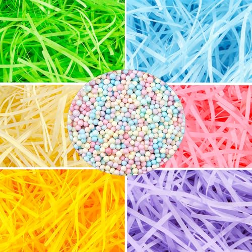 Dnicukii 300g(10oz) Easter Grass 6 Colors, Easter Grass Basket Filler Bulk for Easter Hunt Decor Basket Stuffers Wedding BirthdayWedding Party Favo