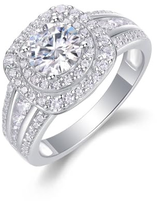 KnSam Echtgold Schmuck Solitärring Gold 18K, Klassiker Zierlich Pärchen Ringe mit Moissanit, Platinum PT950 Eheringe, Gr.47-65