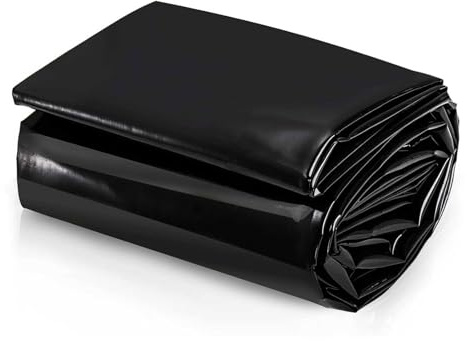 Revêtement d'étang 3x4m 5x5m 6x9m 7x10m 8x12m 10x15m, tapis de peau d'étang noir revêtement d'étang en PEHD pour étangs extérieurs, étangs à poissons, cascade, jeux d'eau, fontaines de jardin(5x5m)