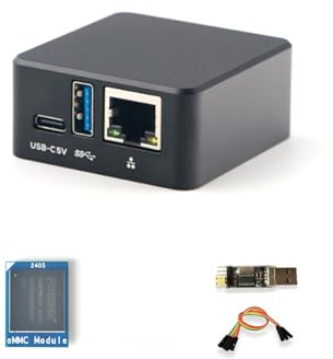 youyeetoo FriendlyElec NanoPi NEO3 Plus RK3528A - Mini router de una sola placa, Gigabit Ethernet, USB 3.0, compatible con eMMC/OpenWrt para IoT NAS Smart Home (con funda, 1 GB de RAM, con eMMC de 64