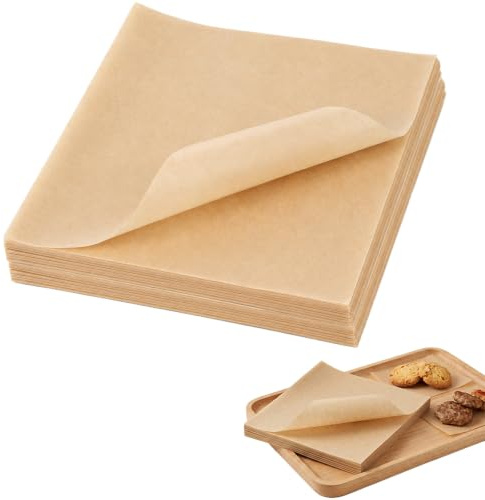 100 Pcs Parchment Paper Squares, 4Inch Unbleached Parchment Paper Food-Grade Non-Stick Precut Square Baking Papers Small Hamburger Patty Papers, Sheets for Separating Burgers, Baking, Candy Wrapper