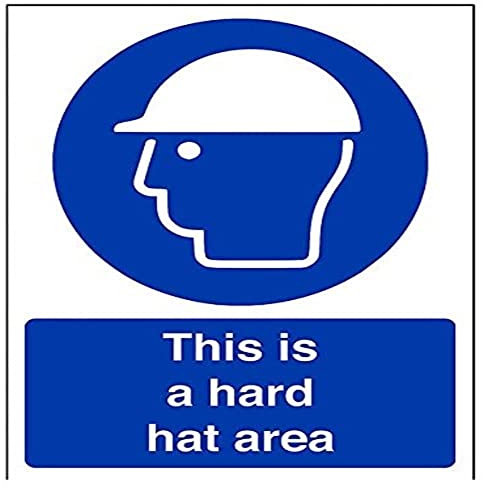 vsafety 41003 Hammer an-s Dies ist ein Hard Hat Bereich Pflicht Schutzbekleidung Schild, selbstklebend, Hochformat, 150 mm x 200 mm, blau