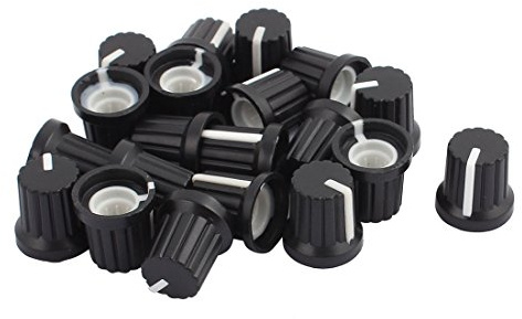 Sourcingmap 20Pcs Plastic 6mm Diameter Bulb Light Lamp Dimmer Control Rotary Knob Cap Black