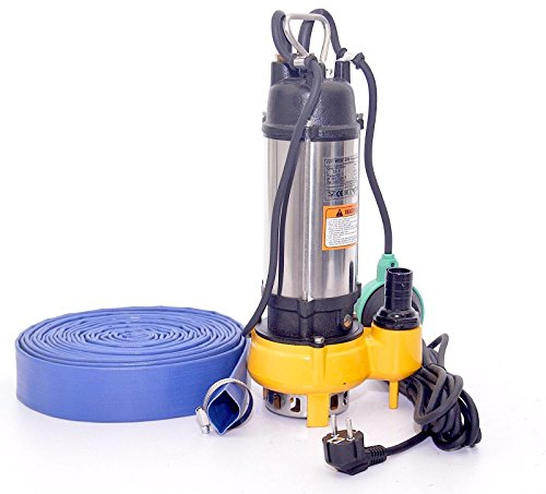 250W Fäkalienpumpe Schmutzwasserpumpe Tauchpumpe Abwasserpumpe mit freien Durchlauf bis 20mm + 10m Schlauch