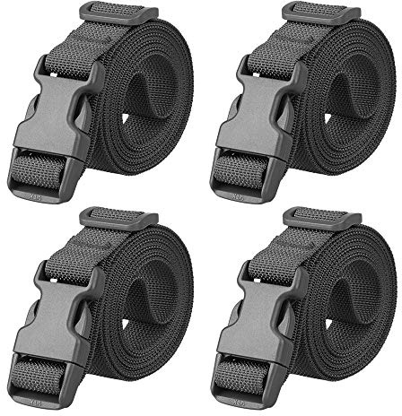 Magarrow Gepäckgurte, verstellbar, Reisezubehör, Kofferachnalle, rutschfest, Packgürtel, Schwarz, 4 Stück., One Size,