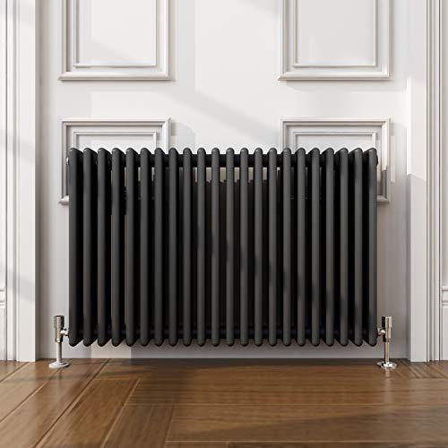 ELEGANT Traditional Radiator Anthracite Triple Horizontal Cast Iron Grey Radiator - Perfect for Kithcen, Living Room, Bathroom Radiators 3 Column 600 x 1010 mm