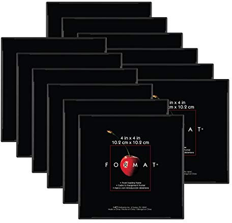 MCS Format 4x4 Picture Frame Black, Square Gallery Wall Vertical & Horizontal Wall Hanging Small Picture Frame or Tabletop Easel for Photos & Art Prints (12-Pack)