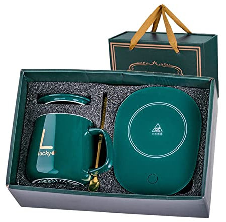 Scalda Tazza da Caffè Elettrico,55℃i Tazza di Controllo della Temperatura Intelligente per caffè Cacao e Bevande Calde, per casa e Ufficio scaldatazze elettrico (Green)