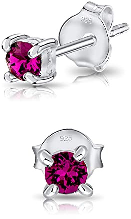 DTPsilver® WINZIGE Ohrringe 925 Sterling Silber mit Kristallen von Swarovski® Elements Runde Sehr KLEINE Ohrstecker - Durchmesser 3 mm - Viele Farben erhältlich