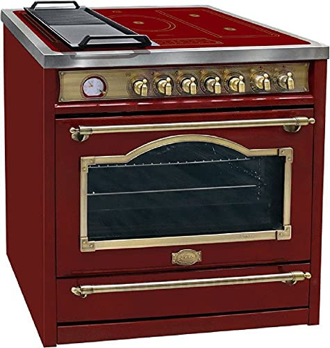 Kaiser Empire HC 93655 Retro Herd mit Induktionskochfeld 90cm Bordeaux Range Coocker | Multi 8 Elektrobackofen 115L, mit Drehspieß | 5 Induktionszonen (2 Flex-Zonen) mit Booster | Selbstreinigung