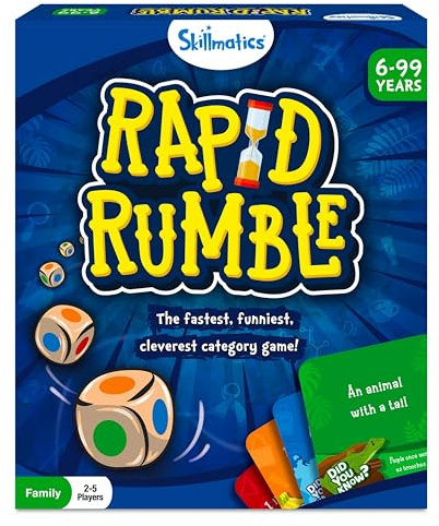 Skillmatics Rapid Rumble - Fast-Paced Board Game, Educational Toy, Quick-Thinking Card Game for Kids, Teens & Adults, Fun for Christmas, Family Game Night, Gifts for Ages 6, 7, 8, 9 & Up