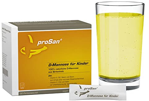 proSan D-Mannose für Kinder ab 4 Jahren (30 Sticks) | vegan & ohne Zusatzstoffe | 100% natürliches D-Mannose-Pulver aus Birke + Vitalstoffe für die Blasenschleimhaut und das Immunsystem