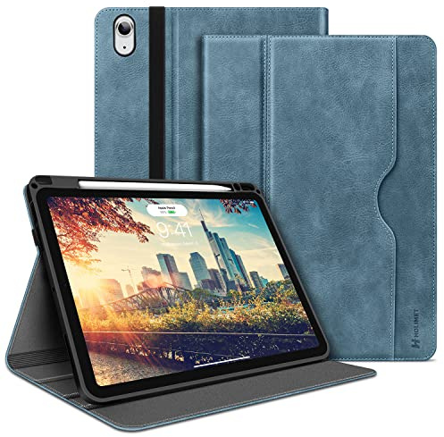 HOLIMET Hülle für iPad Air 11 Zoll, iPad Air 5./4.Gen mit Stifthalter, Folio Case Stoßfest mit Tasche, Auto Wake/Sleep Funktion, Multi-Winkel Ständer, Blau