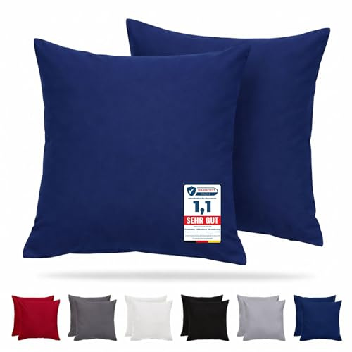 Komfortec Kissenbezug 2er Set - 100% Mikrofaser, Weich & Atmungsaktiv, mit Reißverschluss - Kopfkissenbezug - Waschbar & Pflegeleicht - Blau - 80 x 80 cm