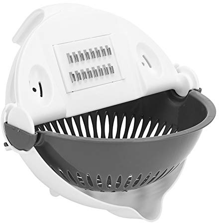Rallador de verduras con cesta de drenaje, cortador de verduras multifunción 9 en 1 con cesta de drenaje Magic Rotate Vegetable Slicer Portable Chopper Rallador para cocina para verduras frutas,