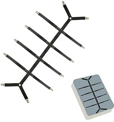 Bettlakenspanner Verstellbar, Matratzenhalter,Elastische Betttuch Spanner mit Metallclip für Bettlaken, Matratze, Oder Sofa(Schwarz)