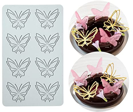 TUKE 3D Hohlspitze Fondant Formen Früchte Blatt Form Spitze Matte Party Kuchen Dekoration Werkzeug Cupcake Matte Silikonformen für Polymer Clay Schokolade Backen Gummiform (Schmetterling_19 x 11,7 x