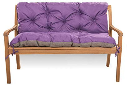Cojín de asiento para columpio de Hollywood, resistente a la intemperie, cojín de banco para exteriores, columpio de jardín, cojín con respaldo (120 x 50 x 40 cm), color morado