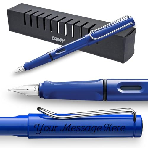 Lamy Safari Blue Fountain pen Engraved perfect for Gifts (Medium nib)